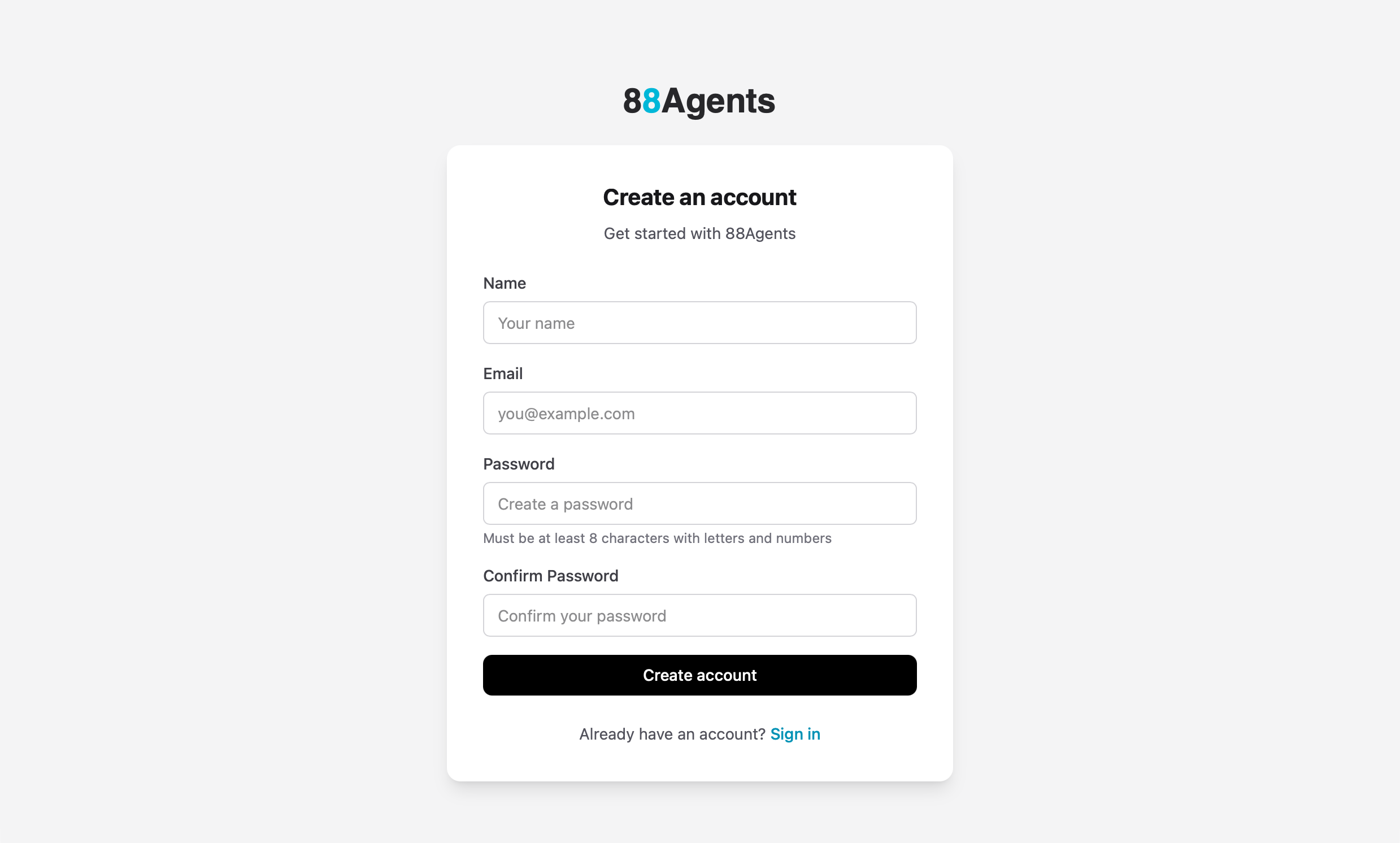 88Agents Sign Up Form