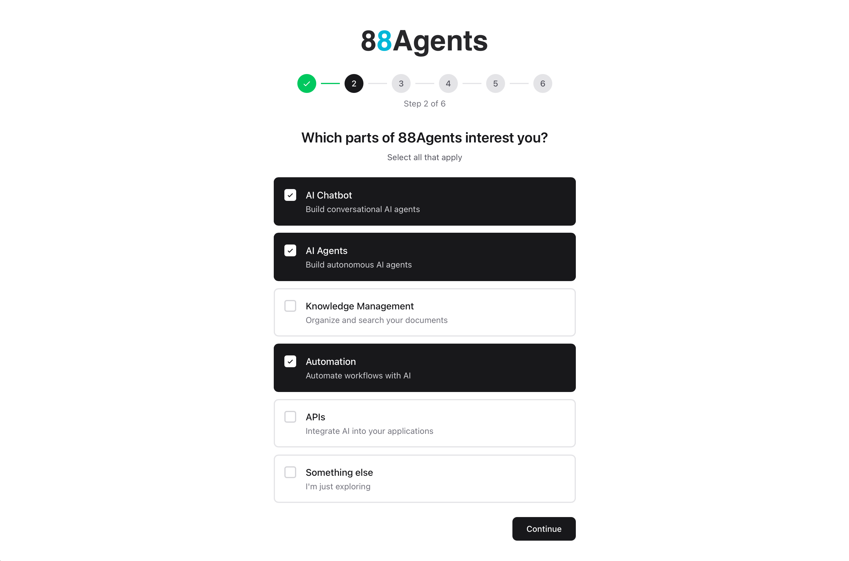 Select Features Screen